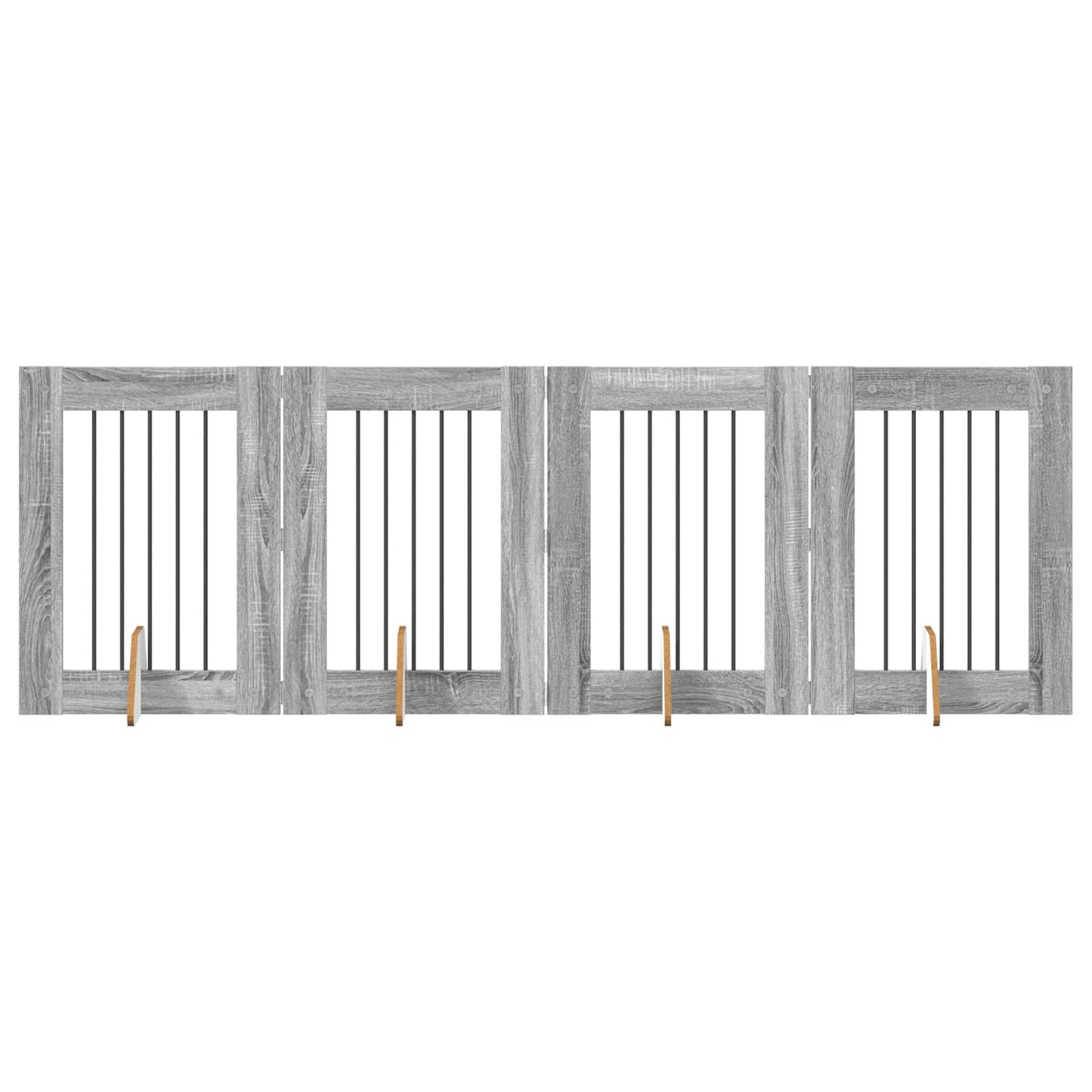 Cancello per cani con supporti 4 pcs Grigio Sonoma 60 x 80 cm | homemem39