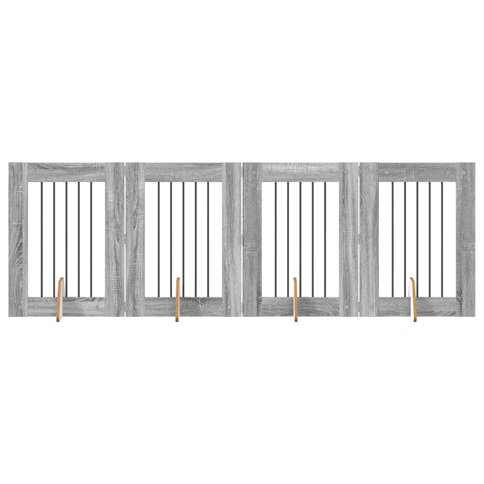Cancello per cani con supporti 4 pcs Grigio Sonoma 60 x 80 cm | homemem39