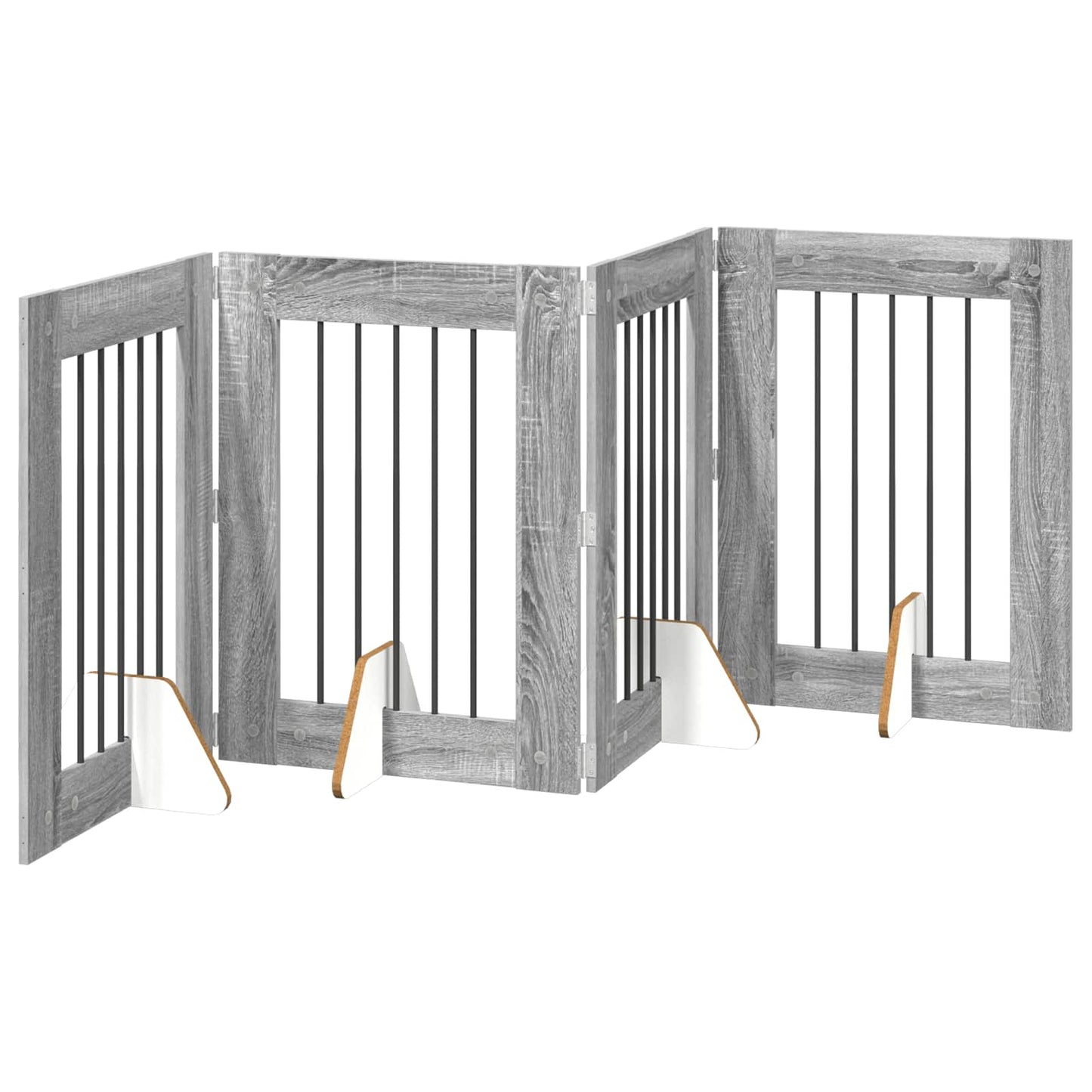 Cancello per cani con supporti 4 pcs Grigio Sonoma 60 x 80 cm | homemem39