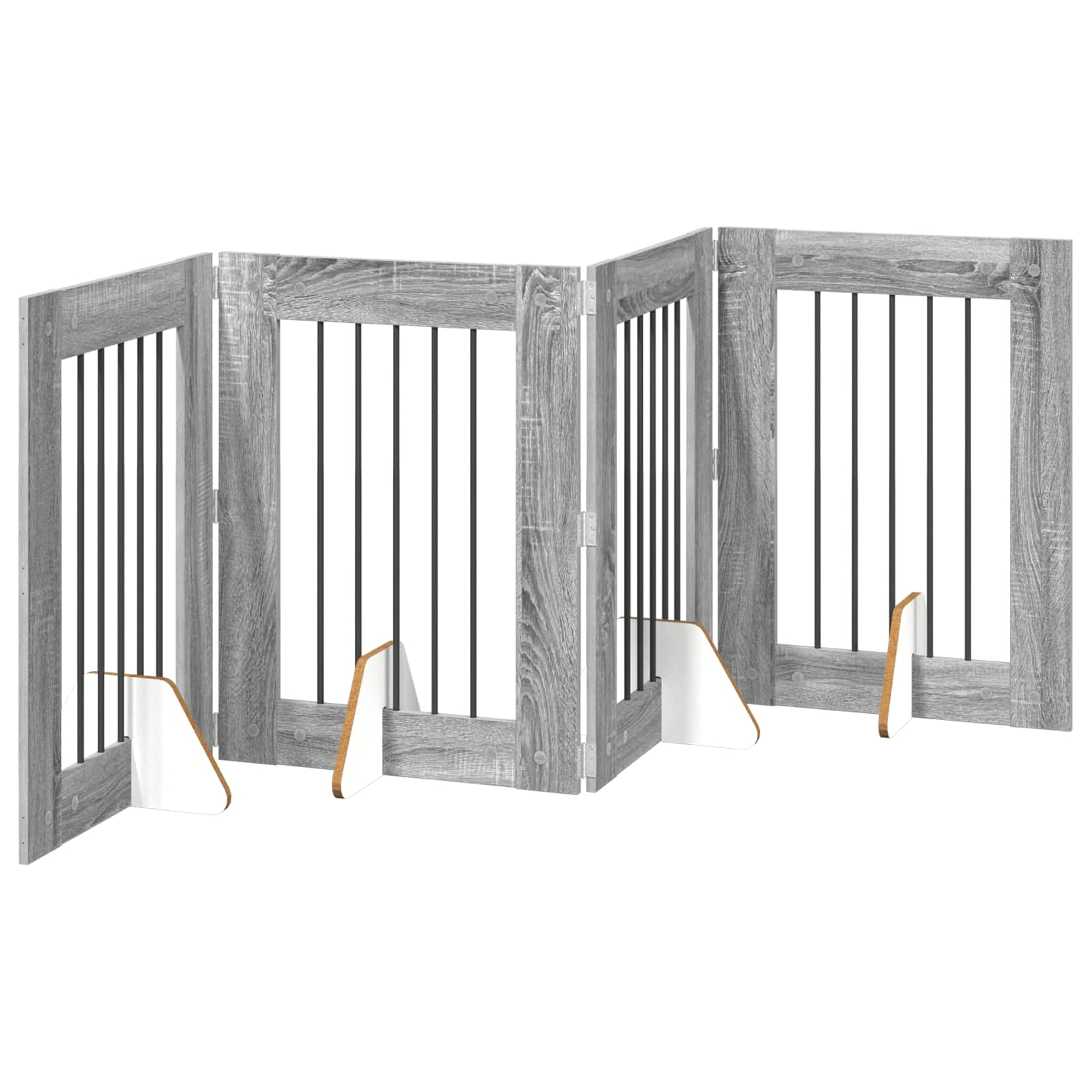 Cancello per cani con supporti 4 pcs Grigio Sonoma 60 x 80 cm | homemem39