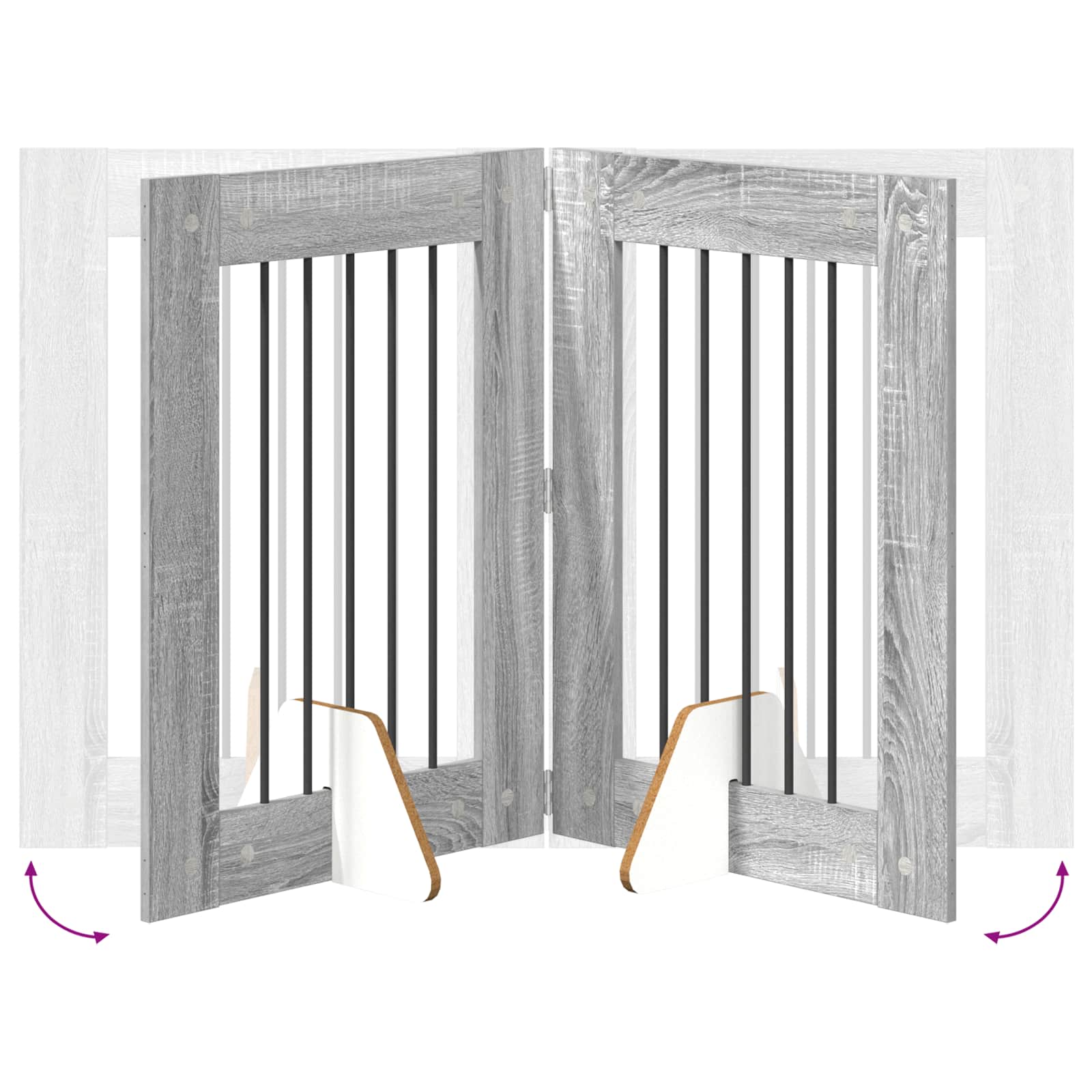 Cancello per cani con supporti 4 pcs Grigio Sonoma 60 x 80 cm | homemem39
