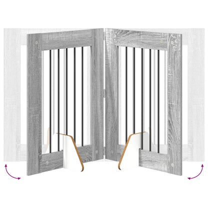 Cancello per cani con supporti 4 pcs Grigio Sonoma 60 x 80 cm | homemem39