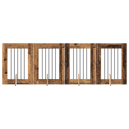 Cancello per cani con supporti 4 pcs Legno antico 60 x 80 cm | homemem39