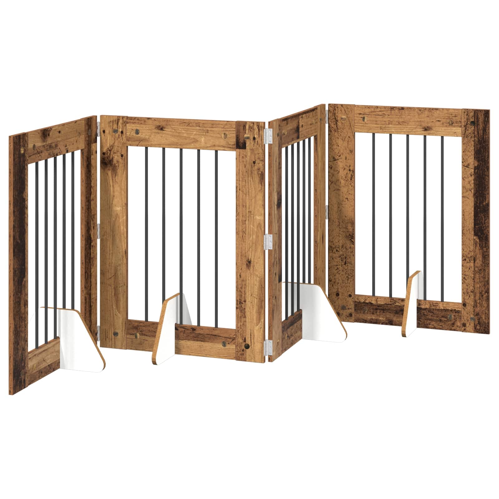 Cancello per cani con supporti 4 pcs Legno antico 60 x 80 cm | homemem39