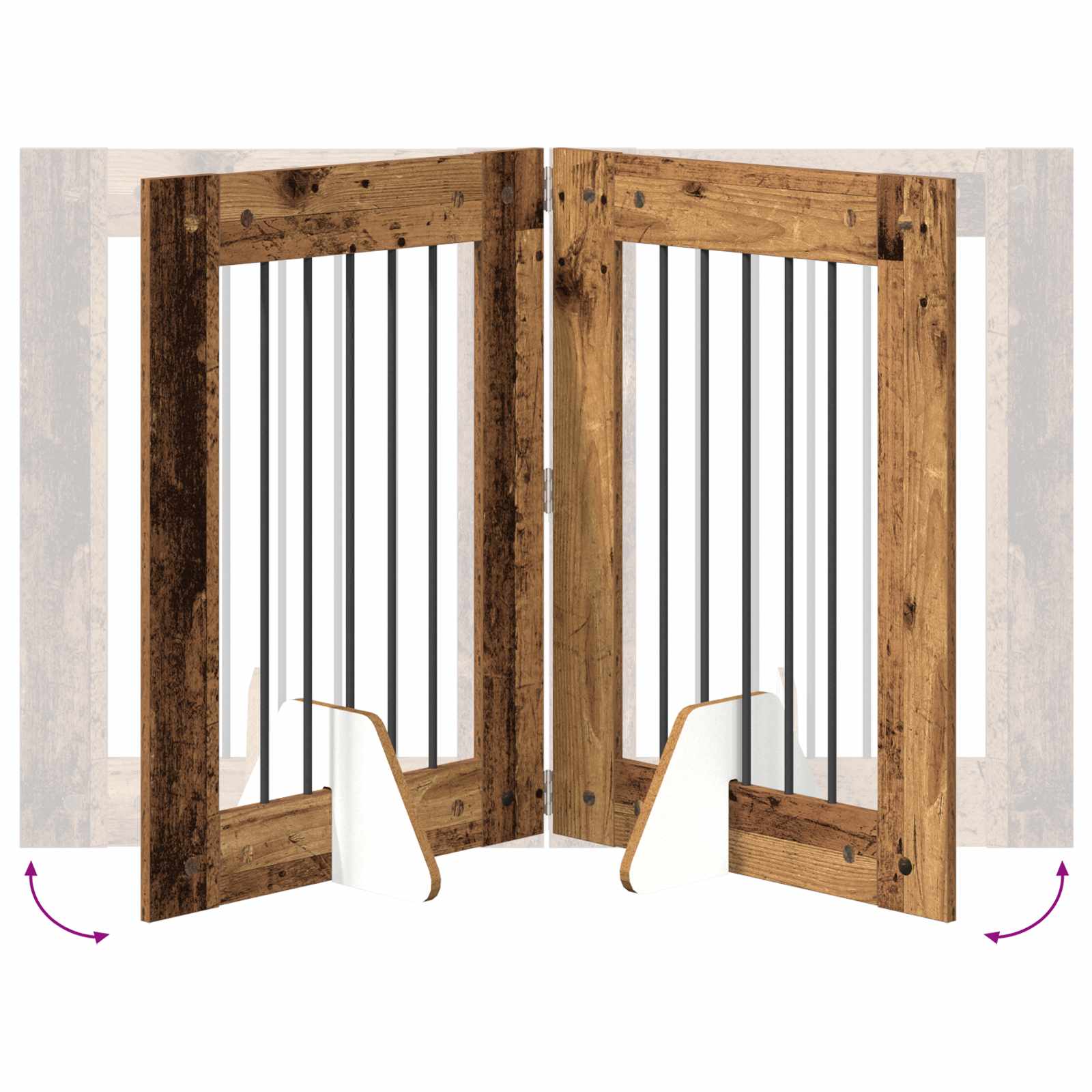 Cancello per cani con supporti 4 pcs Legno antico 60 x 80 cm | homemem39