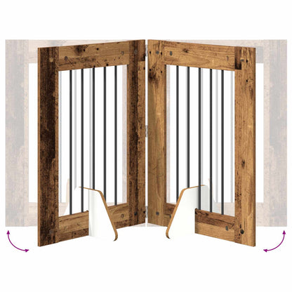 Cancello per cani con supporti 4 pcs Legno antico 60 x 80 cm | homemem39