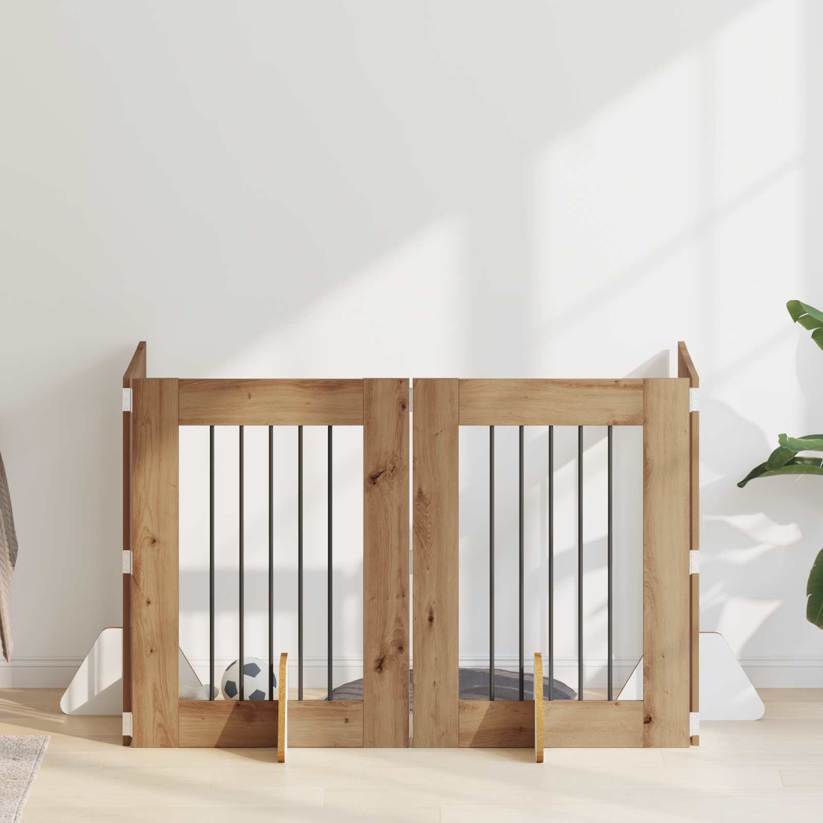 Cancello per cani con supporti 4 pcs Rovere Artigianale | homemem39