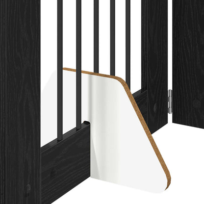 Cancello per cani con supporti 6 pcs Rovere Nero 60 x 80 cm | homemem39