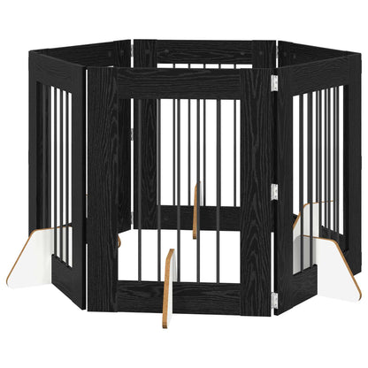 Cancello per cani con supporti 6 pcs Rovere Nero 60 x 80 cm | homemem39