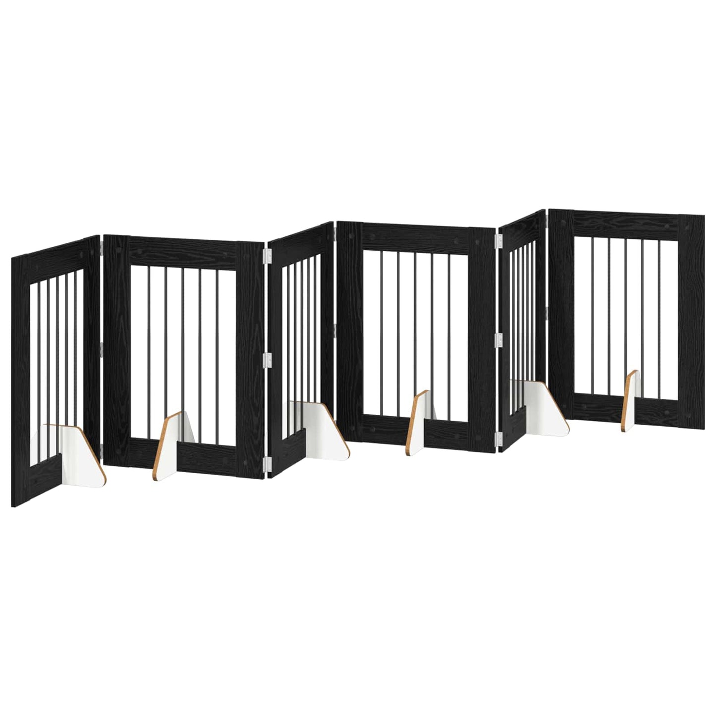 Cancello per cani con supporti 6 pcs Rovere Nero 60 x 80 cm | homemem39