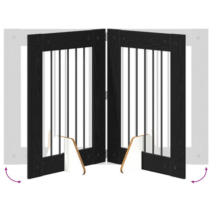 Cancello per cani con supporti 6 pcs Rovere Nero 60 x 80 cm | homemem39