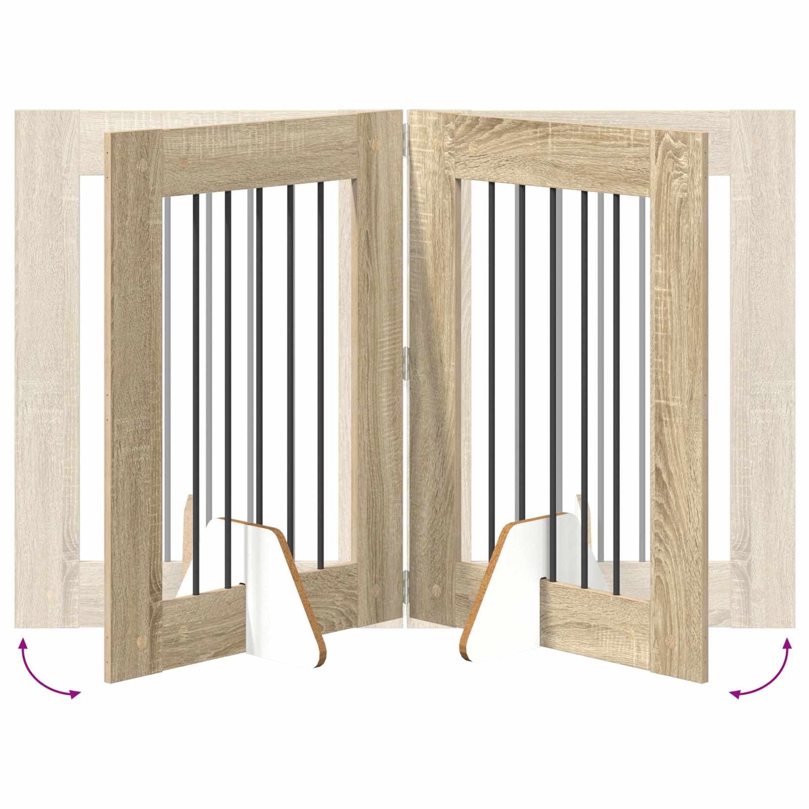 Cancello per cani con supporti 6 pcs Rovere Sonoma 60 x 80 cm | homemem39
