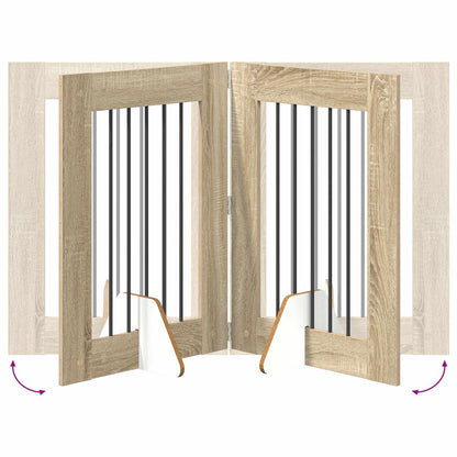 Cancello per cani con supporti 6 pcs Rovere Sonoma 60 x 80 cm | homemem39
