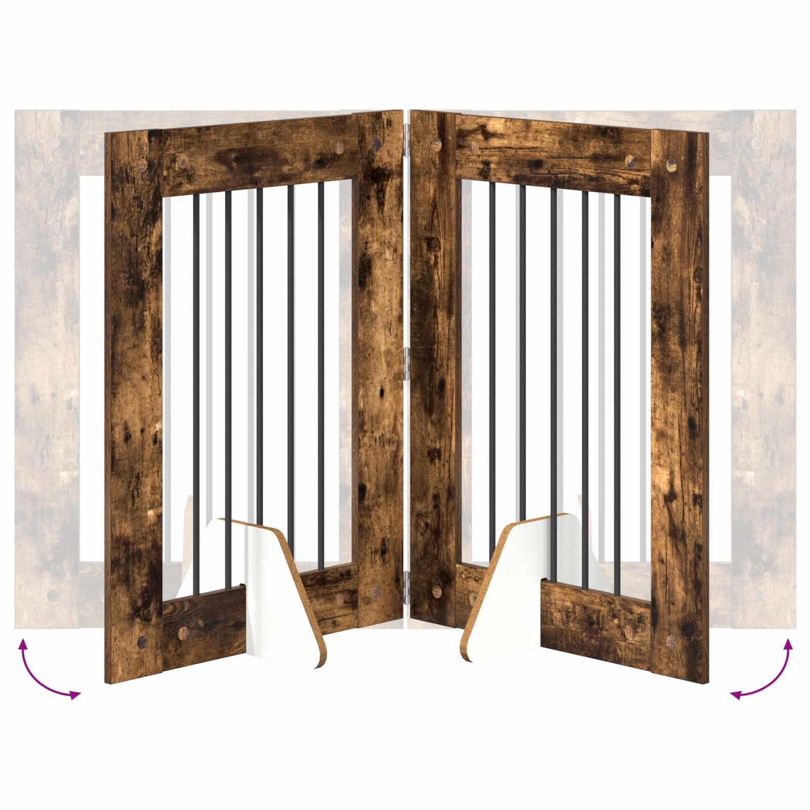 Cancello per cani con supporti 6 pcs Rovere Fumo 60 x 80 cm | homemem39