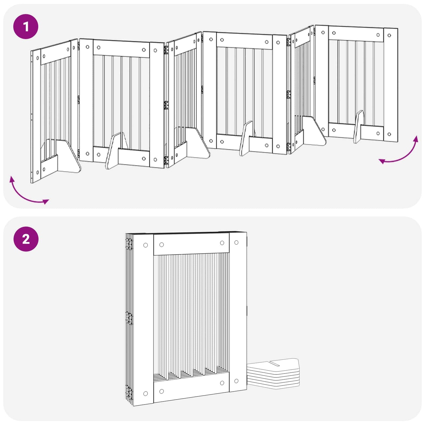 Cancello per cani con supporti 6 pcs Rovere Fumo 60 x 80 cm | homemem39