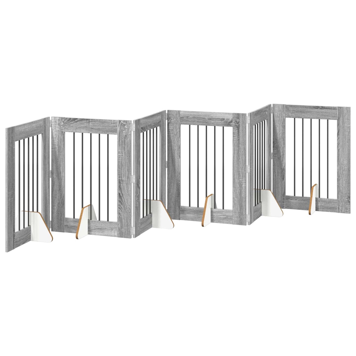 Cancello per cani con supporti 6 pcs Grigio Sonoma 60 x 80 cm | homemem39