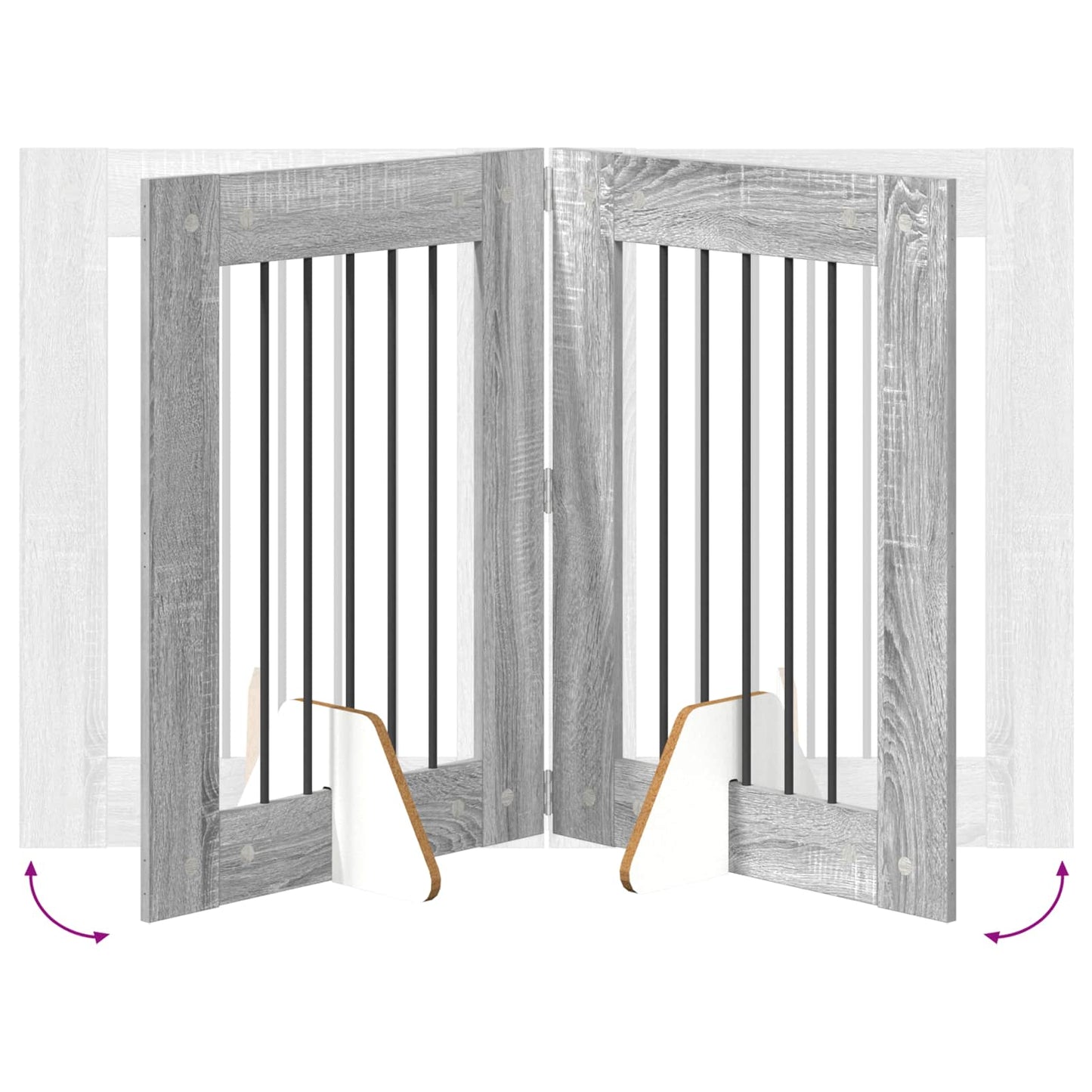 Cancello per cani con supporti 6 pcs Grigio Sonoma 60 x 80 cm | homemem39