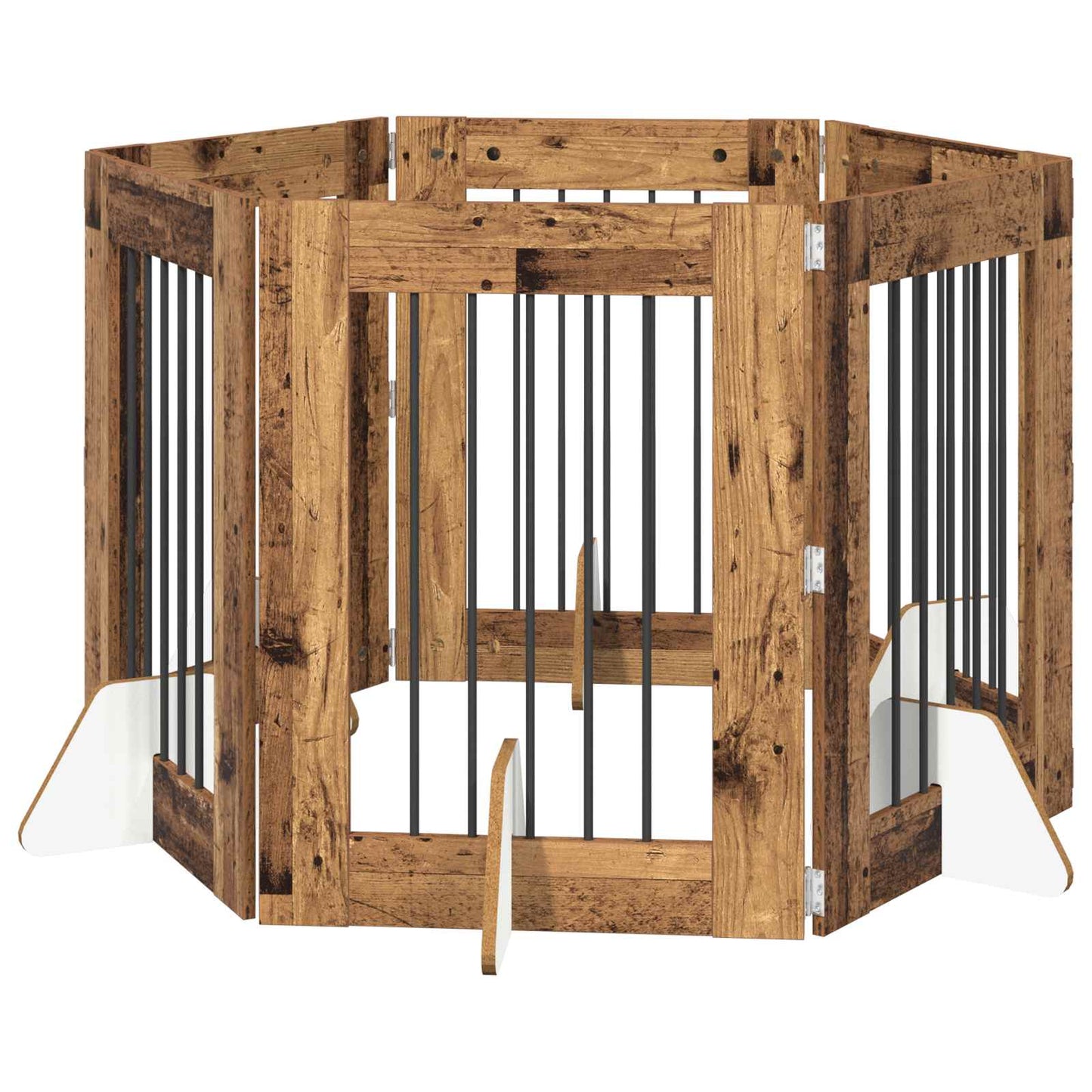 Cancello per cani con supporti 6 pcs Legno antico 60 x 80 cm | homemem39