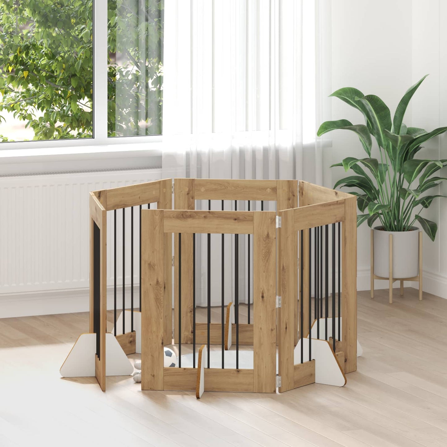 Cancello per cani con supporti 6 pcs Rovere Artigianale | homemem39