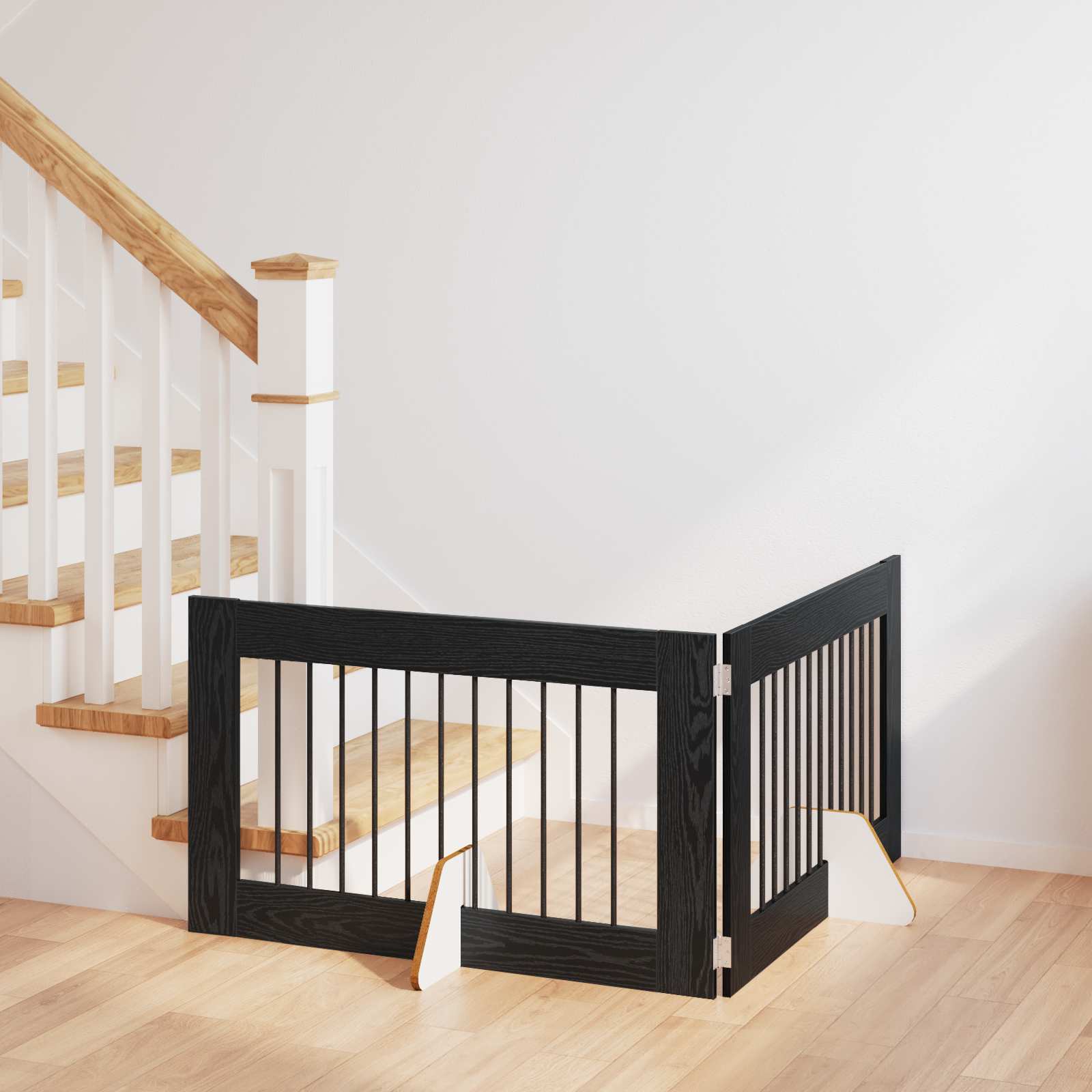 Cancello per cani con supporti 2 pcs Rovere Nero 100 x 60 cm | homemem39
