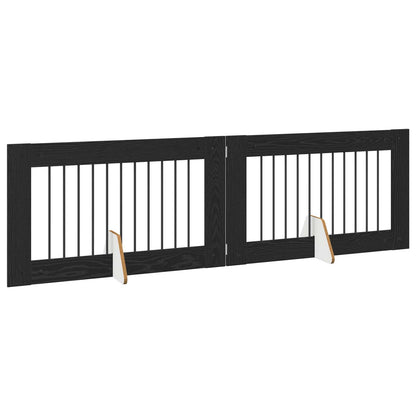 Cancello per cani con supporti 2 pcs Rovere Nero 100 x 60 cm | homemem39