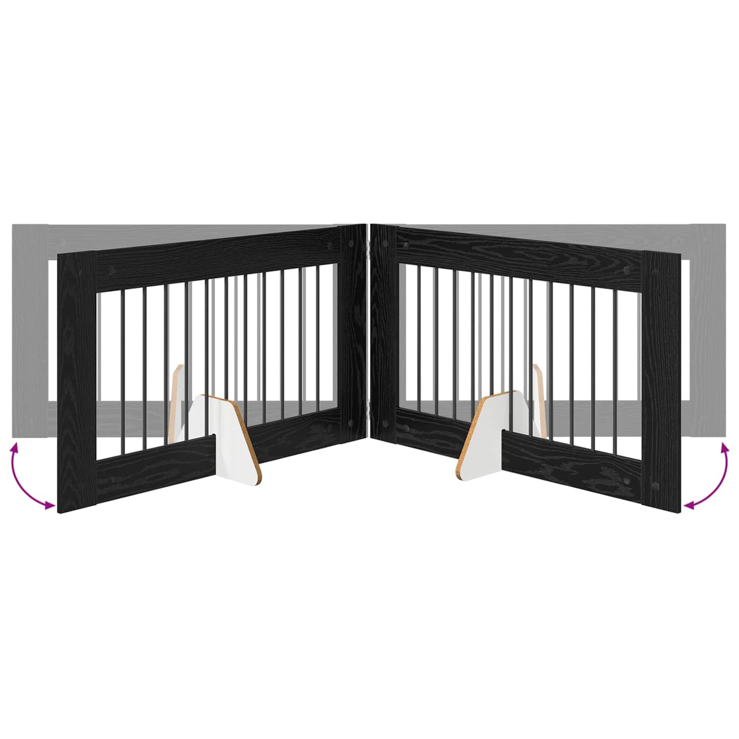 Cancello per cani con supporti 2 pcs Rovere Nero 100 x 60 cm | homemem39