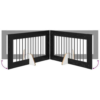 Cancello per cani con supporti 2 pcs Rovere Nero 100 x 60 cm | homemem39