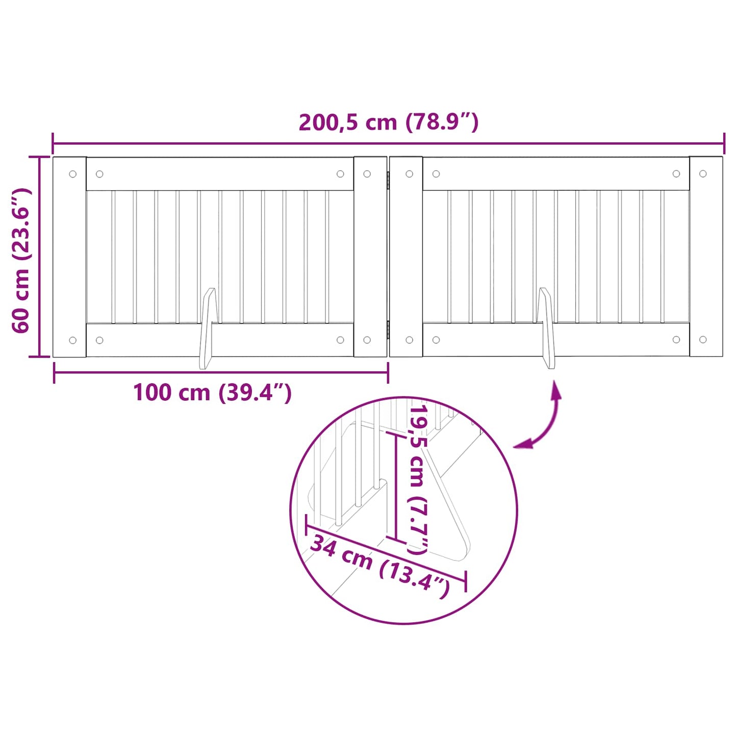 Cancello per cani con supporti 2 pcs Rovere Nero 100 x 60 cm | homemem39
