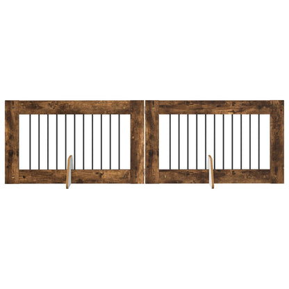 Cancello per cani con supporti 2 pcs Rovere Fumo 100 x 60 cm | homemem39
