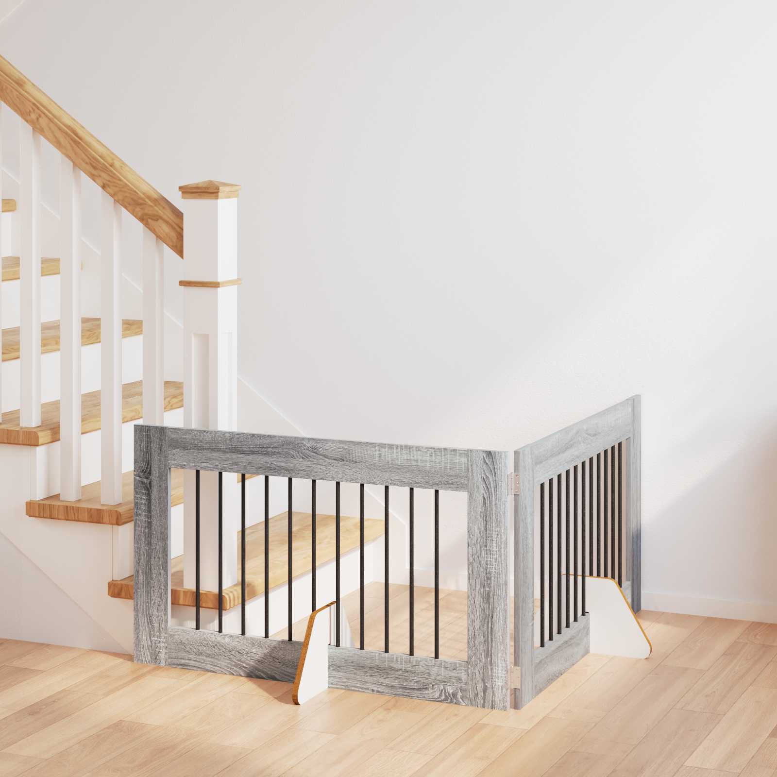 Cancello per cani con supporti 2 pcs Grigio Sonoma 100 x 60 cm | homemem39