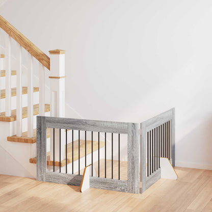 Cancello per cani con supporti 2 pcs Grigio Sonoma 100 x 60 cm | homemem39