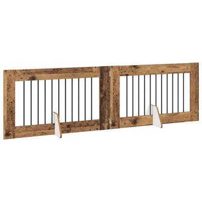 Cancello per cani con supporti 2 pcs Legno antico 100 x 60 cm | homemem39