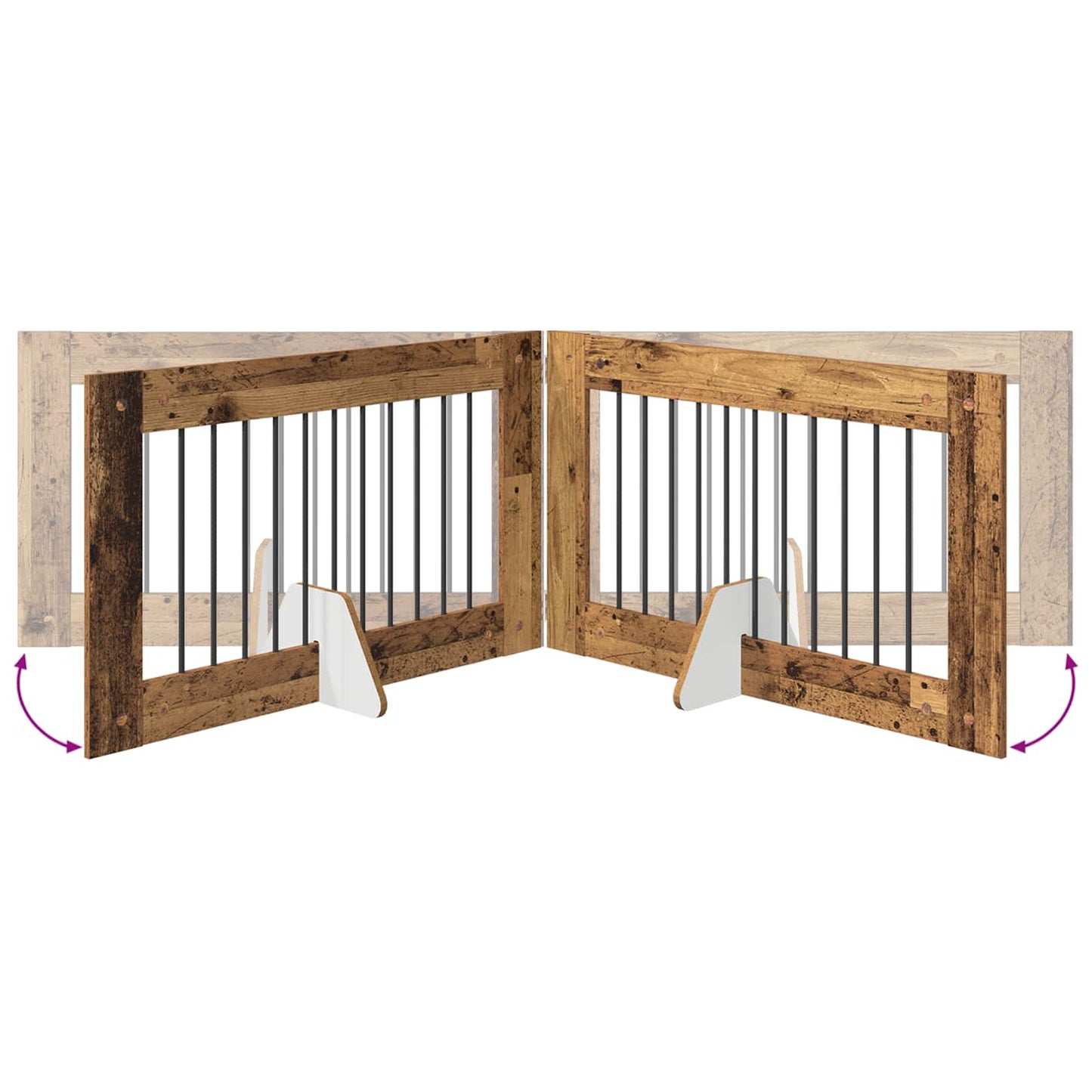 Cancello per cani con supporti 2 pcs Legno antico 100 x 60 cm | homemem39