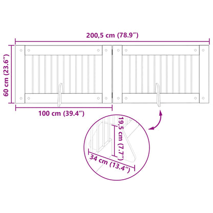 Cancello per cani con supporti 2 pcs Legno antico 100 x 60 cm | homemem39