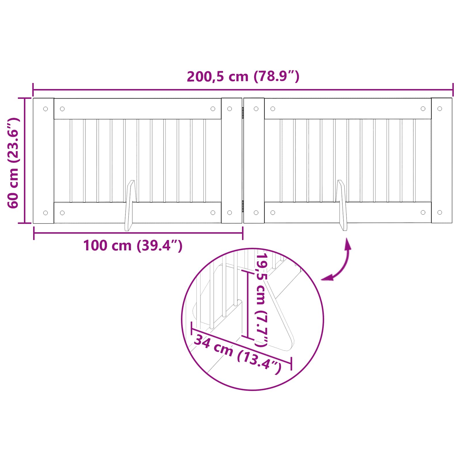 Cancello per cani con supporti 2 pcs Rovere Artigianale | homemem39