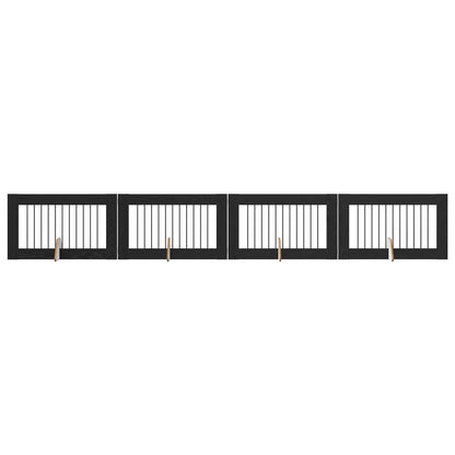 Cancello per cani con supporti 4 pcs Rovere Nero 100 x 60 cm | homemem39