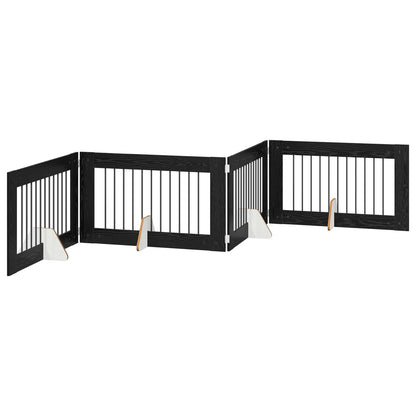 Cancello per cani con supporti 4 pcs Rovere Nero 100 x 60 cm | homemem39