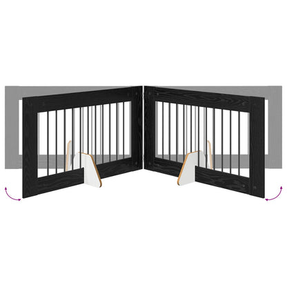 Cancello per cani con supporti 4 pcs Rovere Nero 100 x 60 cm | homemem39