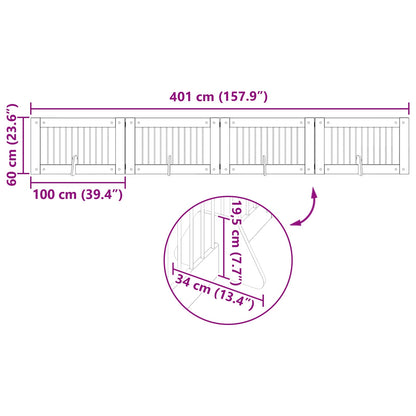 Cancello per cani con supporti 4 pcs Rovere Nero 100 x 60 cm | homemem39