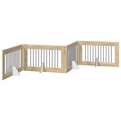Cancello per cani con supporti 4 pcs Rovere Sonoma 100 x 60 cm | homemem39