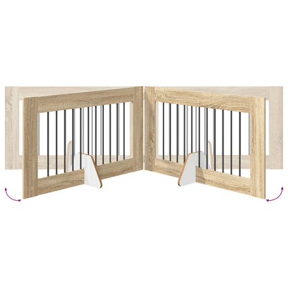 Cancello per cani con supporti 4 pcs Rovere Sonoma 100 x 60 cm | homemem39