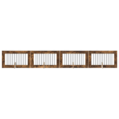 Cancello per cani con supporti 4 pcs Rovere Fumo 100 x 60 cm | homemem39