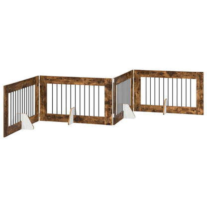 Cancello per cani con supporti 4 pcs Rovere Fumo 100 x 60 cm | homemem39