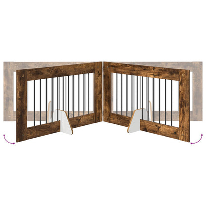 Cancello per cani con supporti 4 pcs Rovere Fumo 100 x 60 cm | homemem39