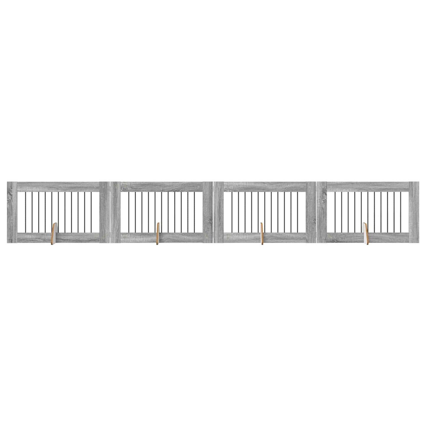 Cancello per cani con supporti 4 pcs Grigio Sonoma 100 x 60 cm