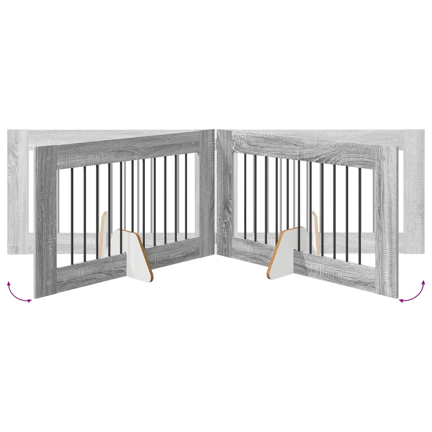 Cancello per cani con supporti 4 pcs Grigio Sonoma 100 x 60 cm | homemem39