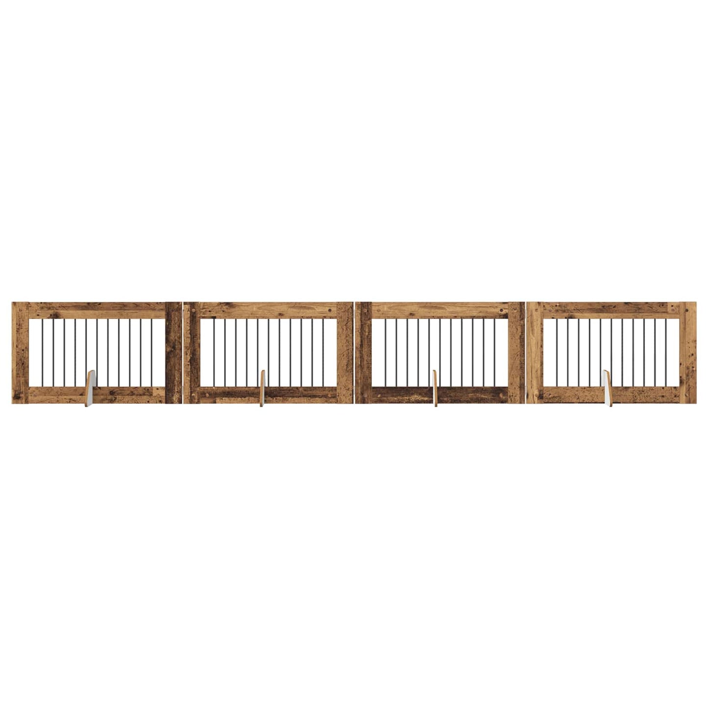 Cancello per cani con supporti 4 pcs Legno antico 100 x 60 cm | homemem39