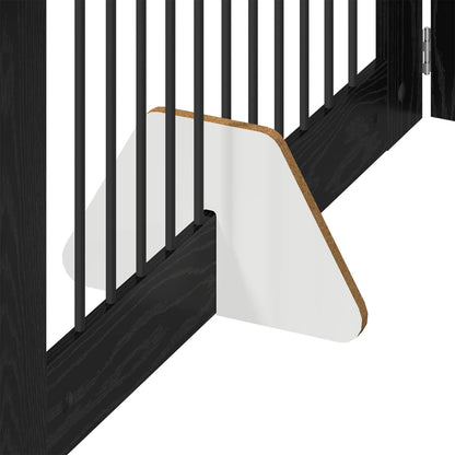 Cancello per cani con supporti 6 pcs Rovere Nero 100 x 60 cm | homemem39