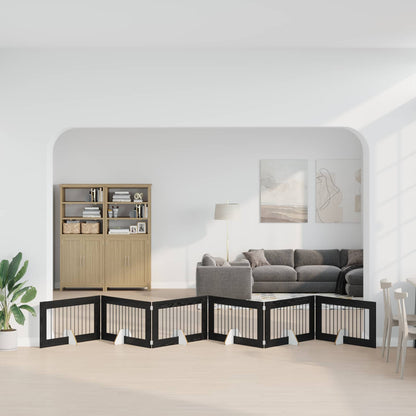 Cancello per cani con supporti 6 pcs Rovere Nero 100 x 60 cm | homemem39