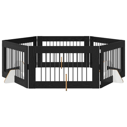 Cancello per cani con supporti 6 pcs Rovere Nero 100 x 60 cm | homemem39